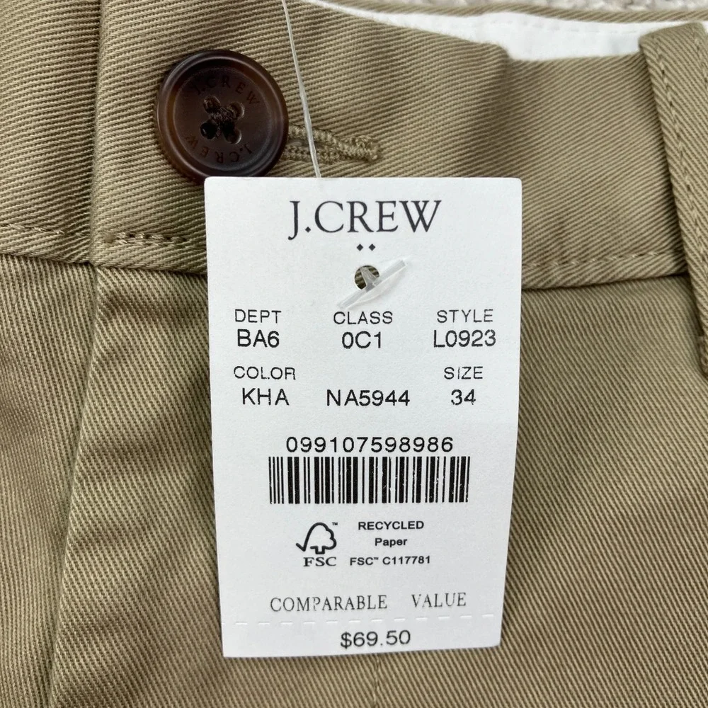 NEW J.Crew Mens 34 Shorts Khaki 7